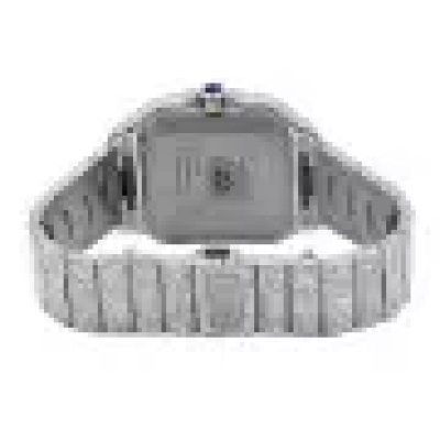 Cartier Iced Out Cartier Santos Round Baguette Diamond  02