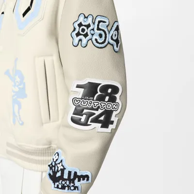 Louis Vuitton Multi-Patches Mixed Leather Varsity Blouson Milky White 02