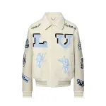 Louis Vuitton Multi-Patches Mixed Leather Varsity Blouson Milky White