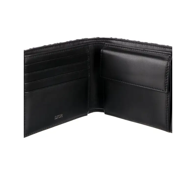 Dior Compact Wallet Beige And Black Dior Oblique Jacquard 2OBBC027YSE_H05E
