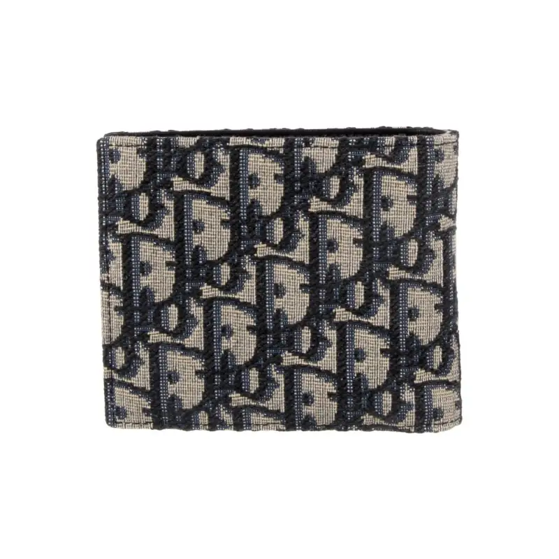 Dior Compact Wallet Beige And Black Dior Oblique Jacquard 2OBBC027YSE_H05E