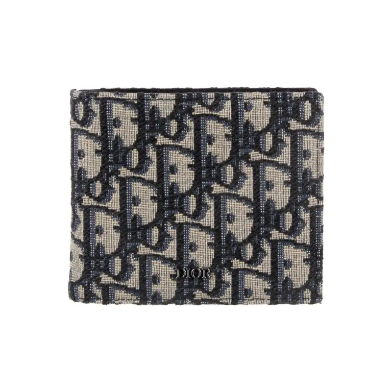 Dior Compact Wallet Beige And Black Dior Oblique Jacquard 2OBBC027YSE_H05E
