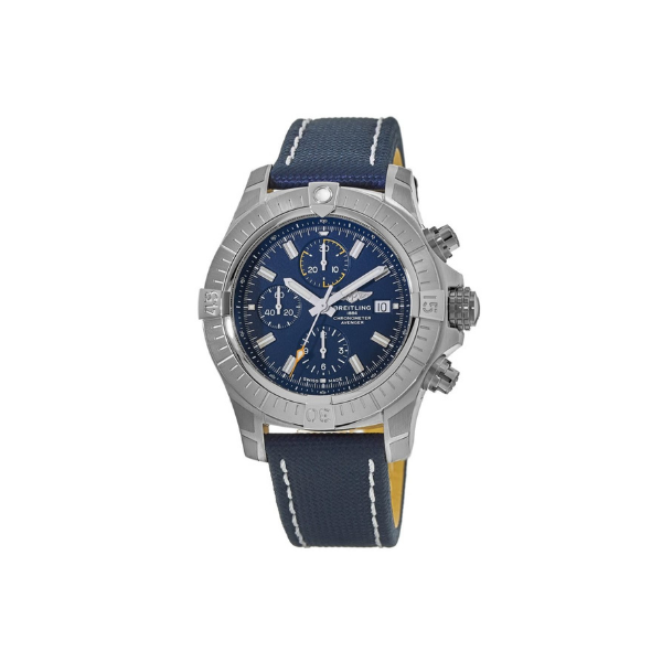 Breitling Avenger Chronograph 45 Blue Dial Blue Leather Strap Men's Watch A13317101C1X2