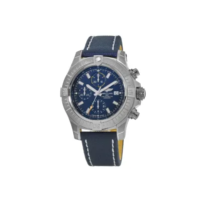 Breitling Avenger Chronograph 45 Blue Dial Blue Leather Strap Men's Watch A13317101C1X2 01
