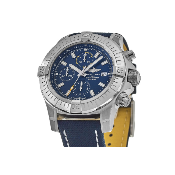Breitling Avenger Chronograph 45 Blue Dial Blue Leather Strap Men's Watch A13317101C1X2