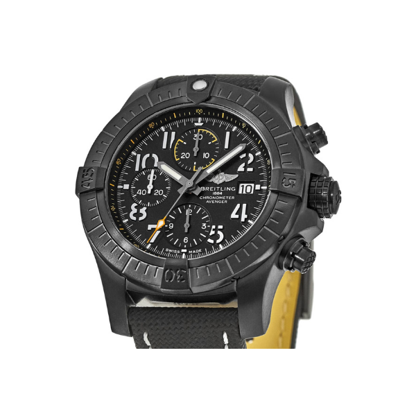 Breitling Avenger Chronograph 45 Night Mission Black Black Leather Men's Watch V13317101B1X1
