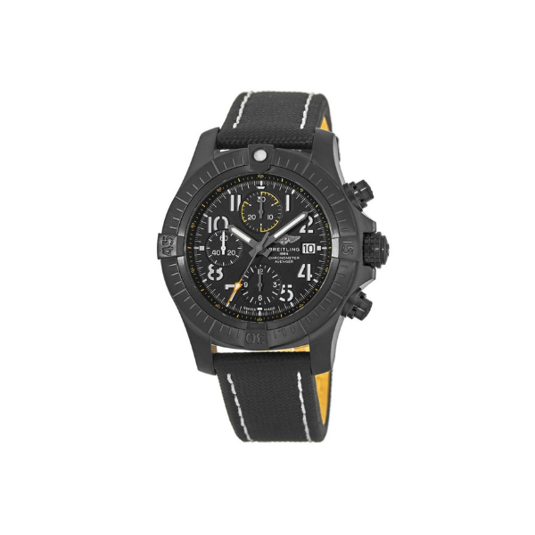 Breitling Avenger Chronograph 45 Night Mission Black Black Leather Men's Watch V13317101B1X1