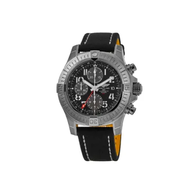 Breitling Avenger Chronograph GMT 45 Black Dial Leather Strap Men's Watch A24315101B1X1 01