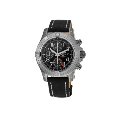 Breitling Avenger Chronograph GMT 45 Black Dial Leather Strap Men's Watch A24315101B1X2 01