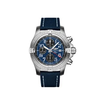 Breitling Avenger Chronograph GMT 45 Blue Dial Leather Strap Men's Watch A24315101C1X1 01