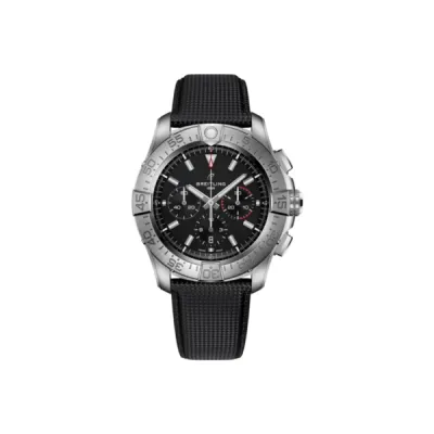 Breitling Super Avenger 46 Automatic Chronograph Black Ti Leather Men's Watch EB0148101B1X1 01