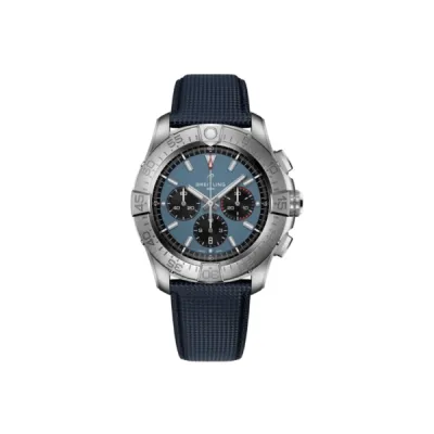 Breitling Super Avenger 46 Automatic Chronograph Blue Dial Ti Leather Men's Watch EB0148101C1X1 01
