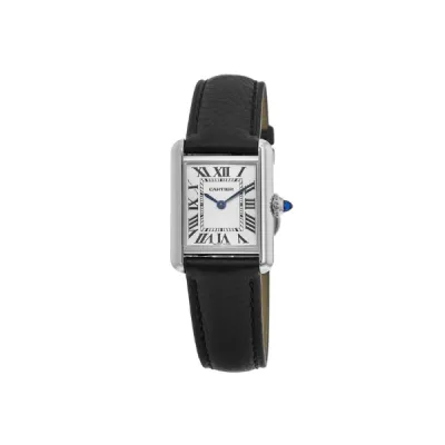 Cartier Tank Must Small Silver Dial Leather Strap Women's Watch WSTA0042 01