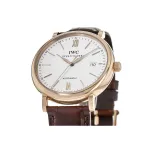 IWC Portofino Automatic 18kt Rose Gold Silver Dial Leather Strap Men's Watch IW356504