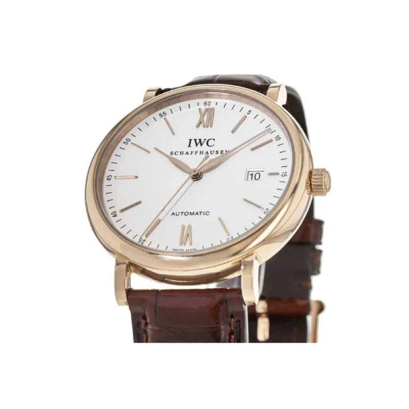 IWC Portofino Automatic 18kt Rose Gold Silver Dial Leather Strap Men's Watch IW356504