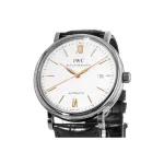 IWC Portofino Automatic Silver & Gold Dial Black Leather Strap Men's Watch IW356517