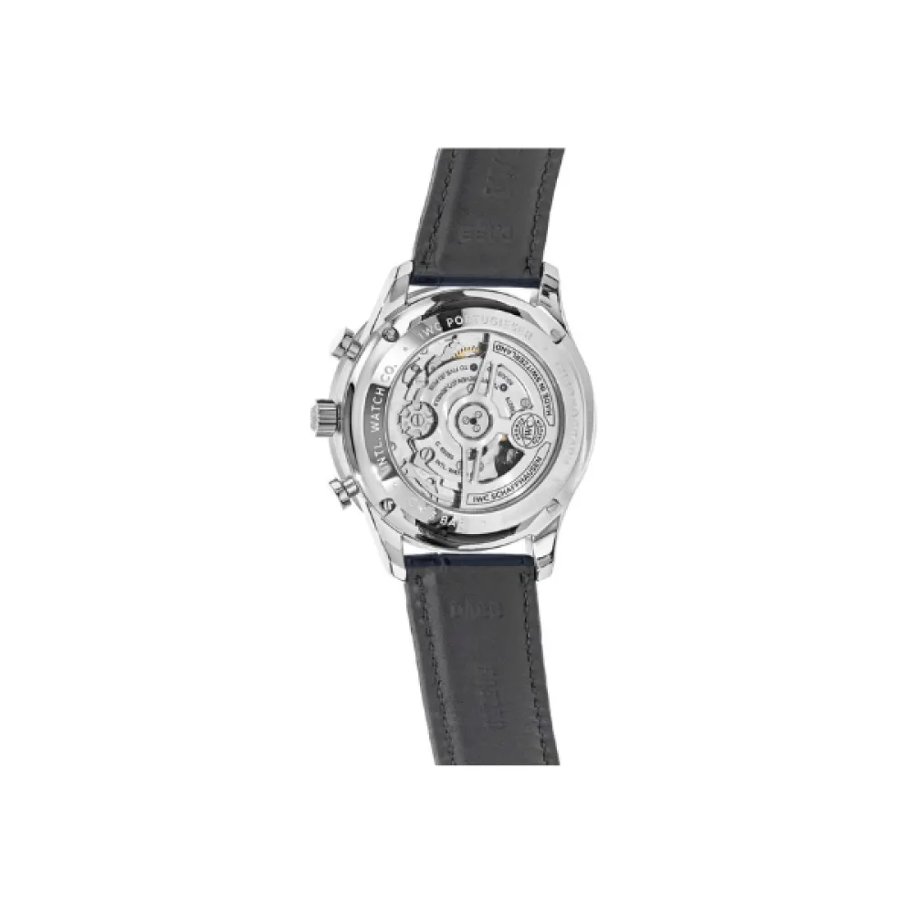 IWC Portugieser Automatic 7 Day Power Reserve Silver Blue Dial Leather Men's Watch IW500705