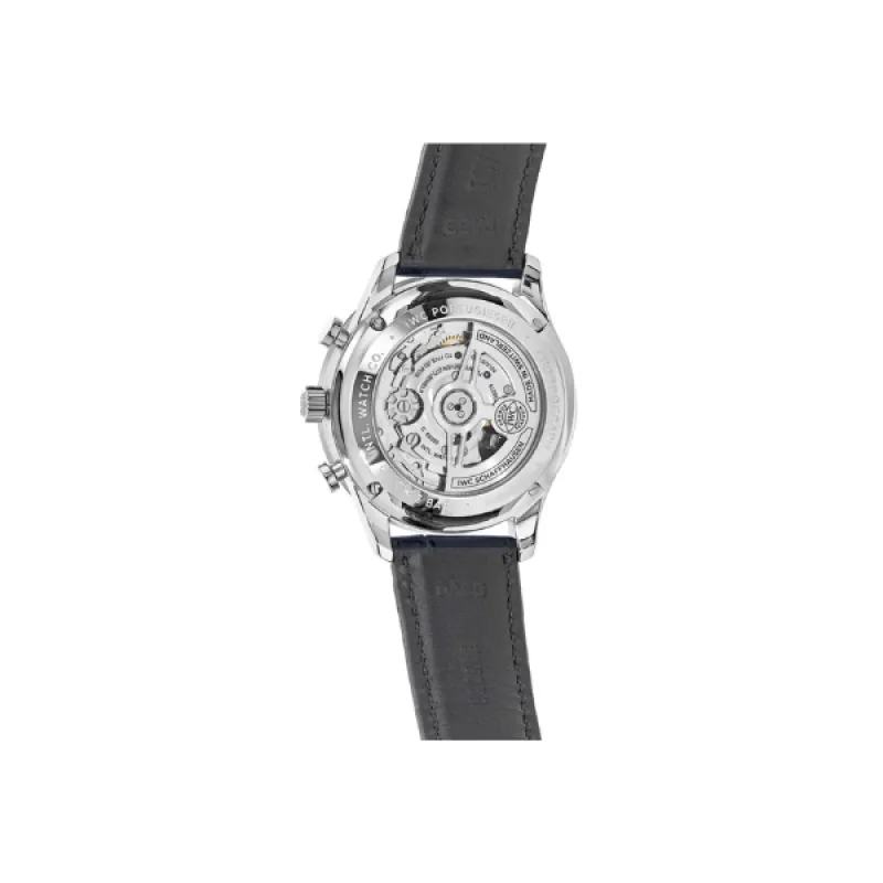 IWC Portugieser Automatic 7 Day Power Reserve Silver Blue Dial Leather Men's Watch IW500705
