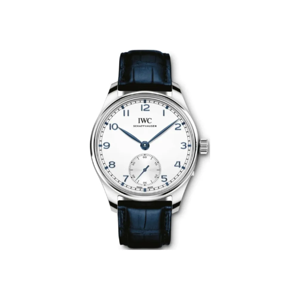 IWC Portugieser Automatic Silver Dial Blue Leather Strap Men's Watch IW358304