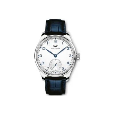 IWC Portugieser Automatic Silver Dial Blue Leather Strap Men's Watch IW358304 01