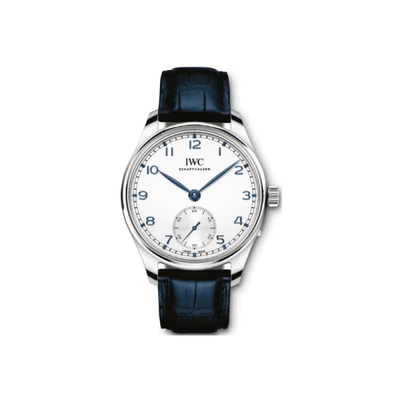 IWC Portugieser Automatic Silver Dial Blue Leather Strap Men's Watch IW358304