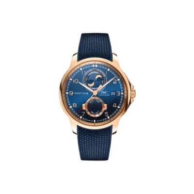 IWC Portugieser Yacht Club Moon & Tide Automatic Blue Dial Rubber Strap Men's Watch IW344001 01