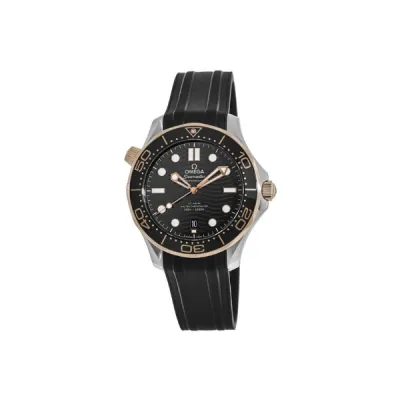Omega Seamaster Diver 300M Sedna Gold Steel Rubber Strap Men's Watch 210.22.42.20.01.002 01