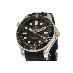 Omega Seamaster Diver 300M Sedna Gold Steel Rubber Strap Men's Watch 210.22.42.20.01.002