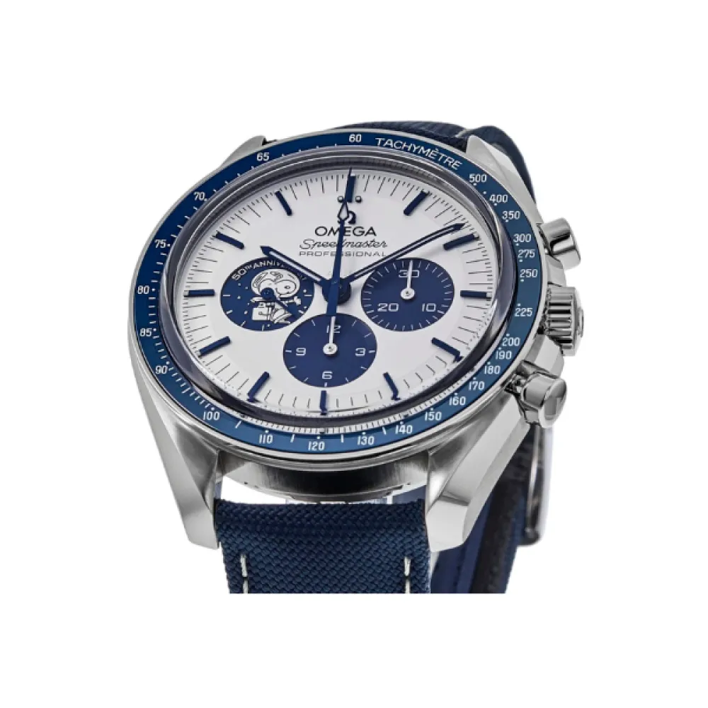 Omega Speedmaster 50th Silver Snoopy Award Blue Nylon Strap Men's Watch 310.32.42.50.02.001