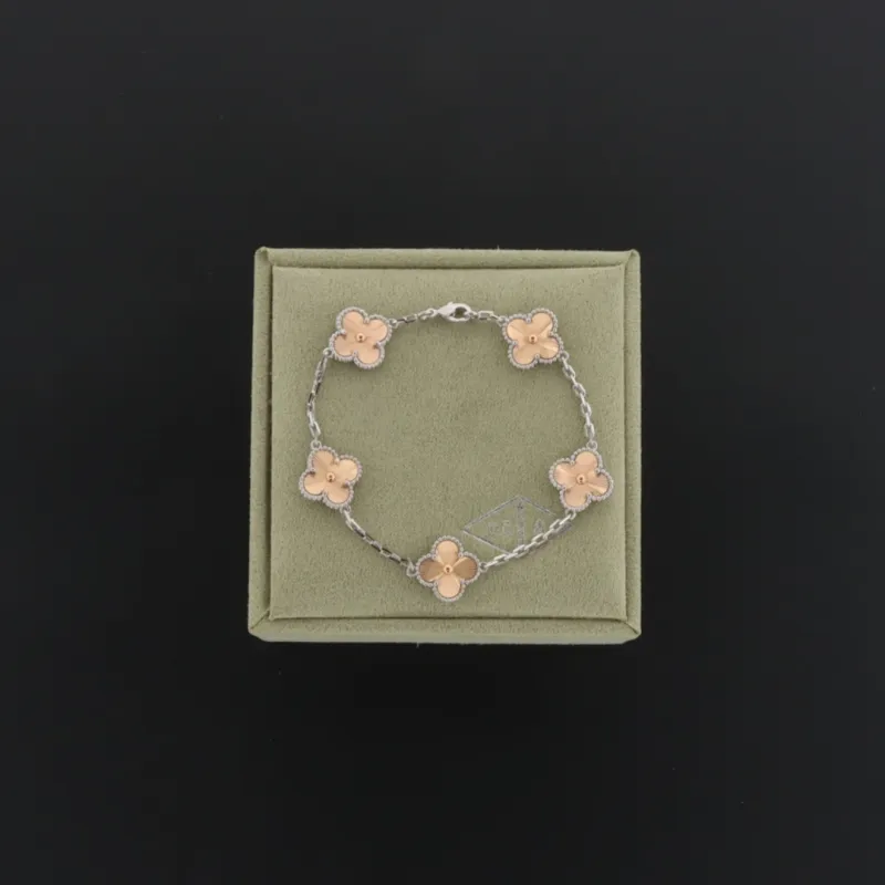 Van Cleef & Arpels Vintage Alhambra Bracelet 5 Motifs Rose Gold 220698280