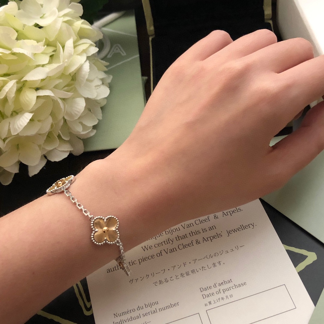 Van Cleef & Arpels Vintage Alhambra Bracelet 5 Motifs Rose Gold 220698280