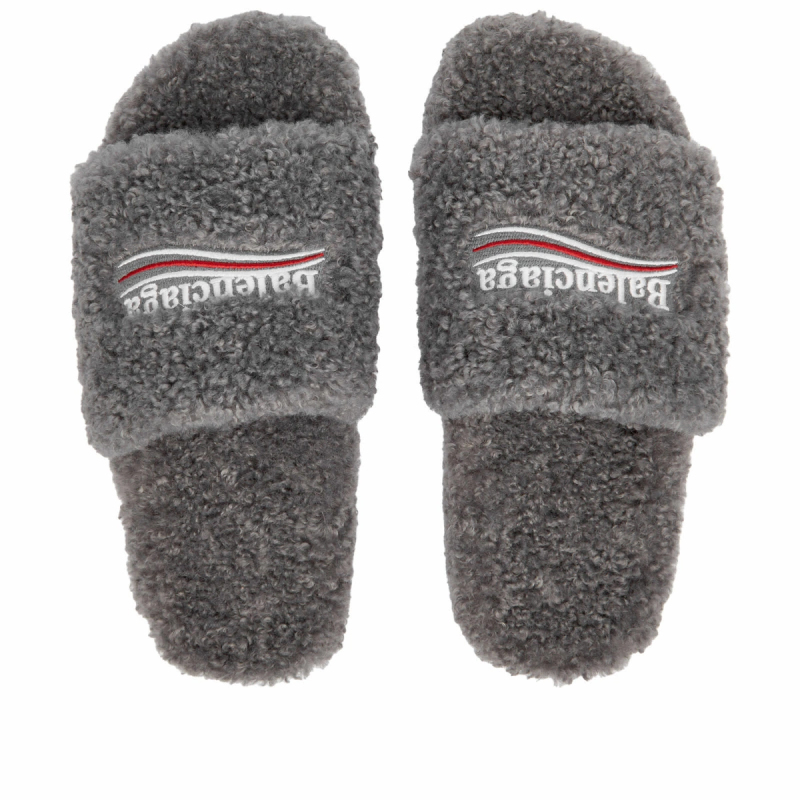 Balenciaga Furry Slide Grey （QC needs at least 5 days or more）