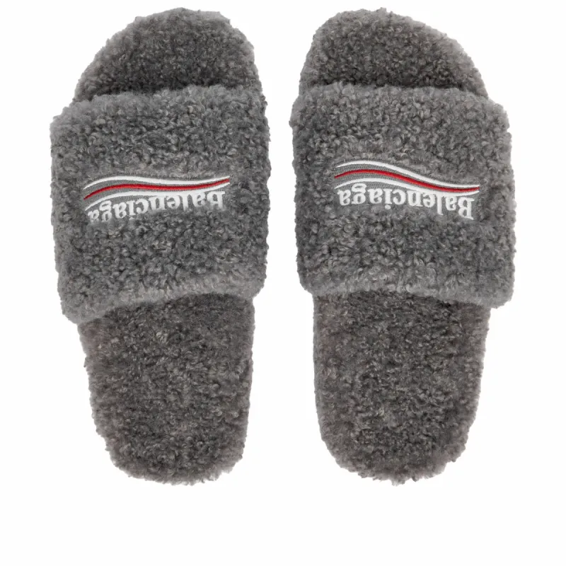 Balenciaga Furry Slide Grey （QC needs at least 5 days or more）