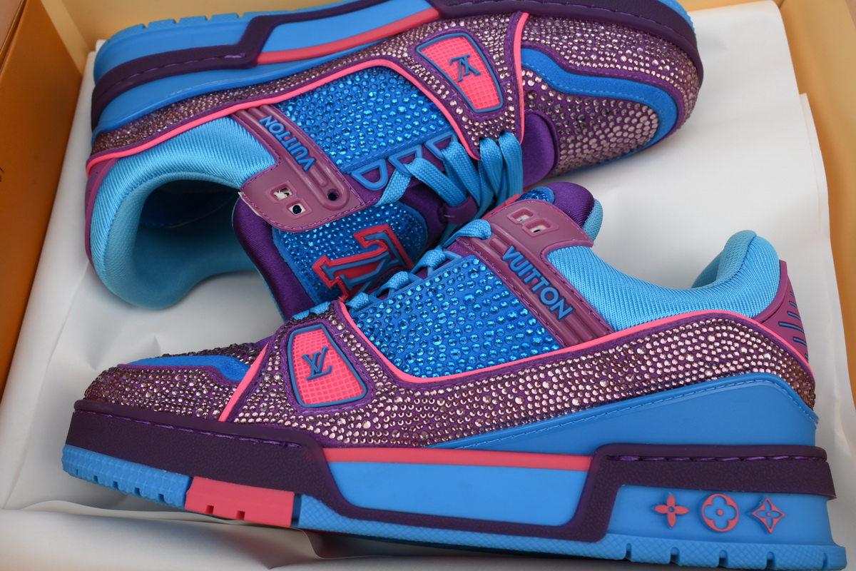 Louis Vuitton Trainer Sneaker Purple Blue Diamond 1ACR27