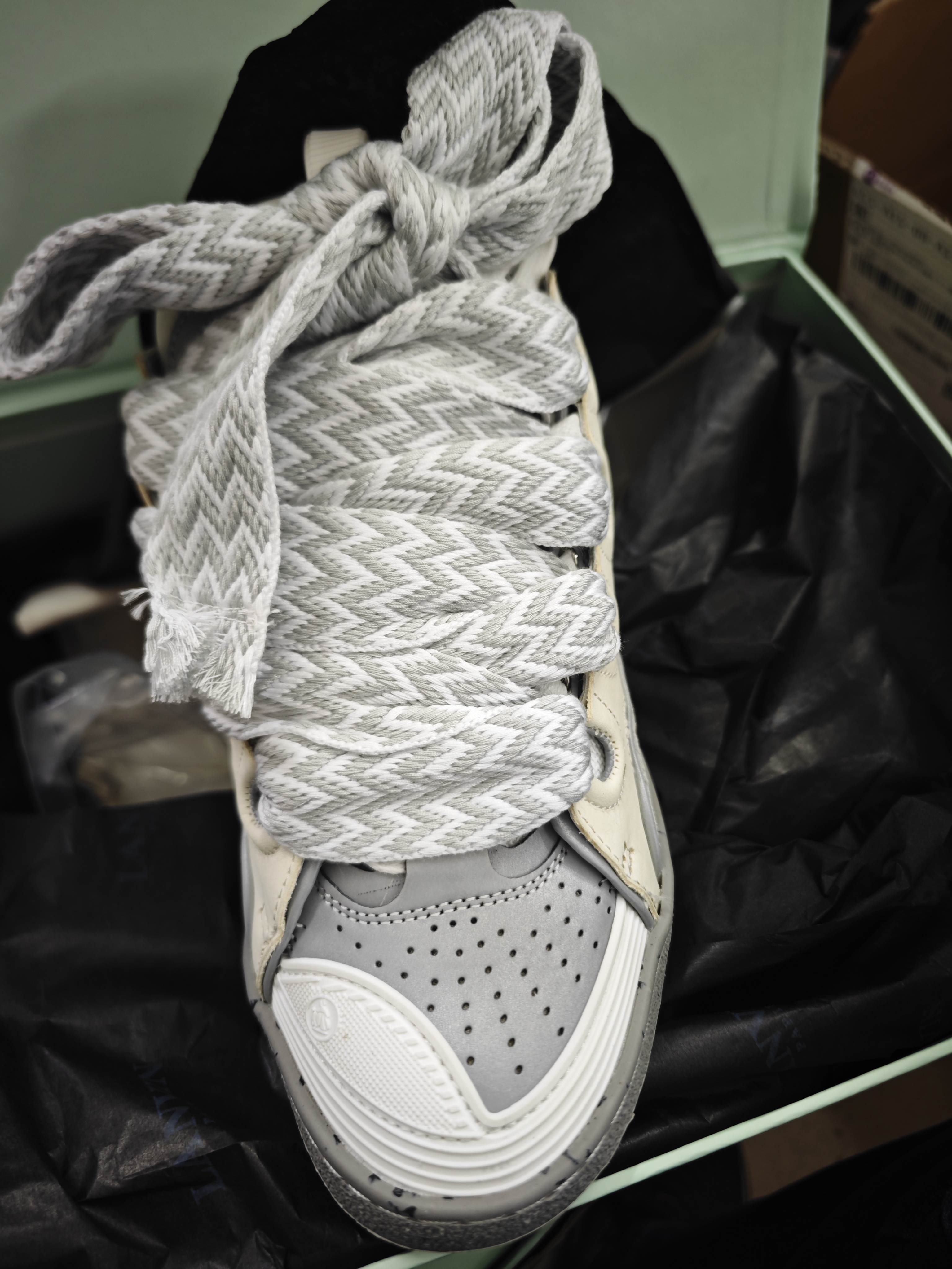 Lanvin Curb Sneaker White Grey Pale FW SKDK02 DOTS P23