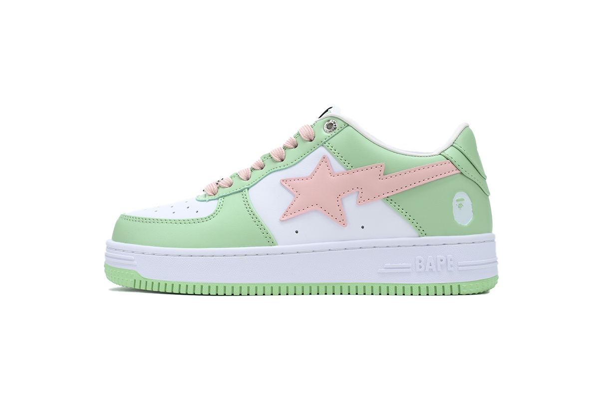 A Bathing Ape Bape Sta Green and pink leather 1H70-191-055