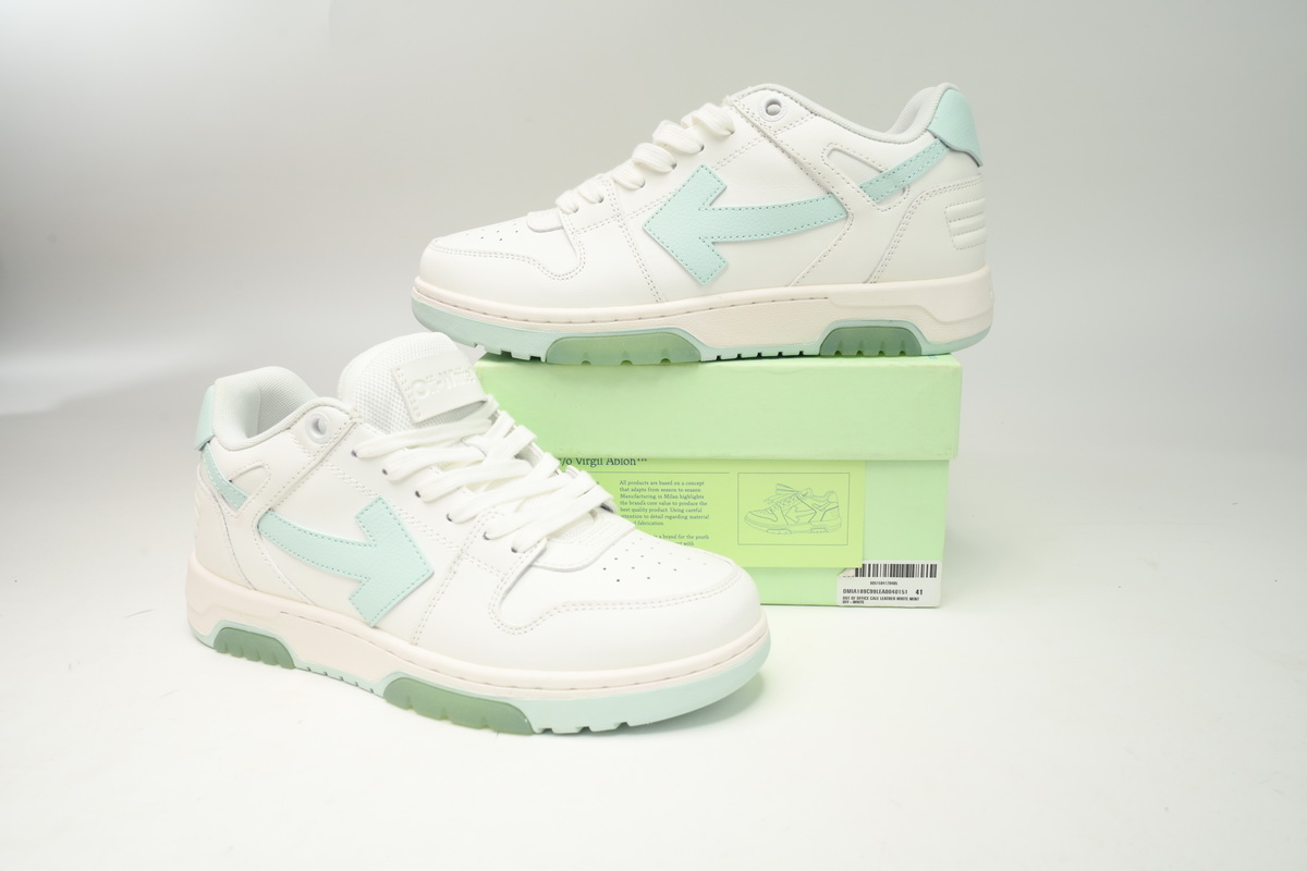 PK God Batch OFF-WHITE Out Of Office OOO Low Tops White Light Green OMIA89C 99LEA004 0151
