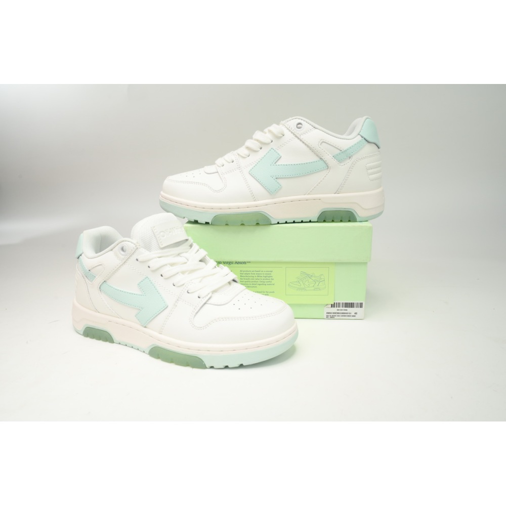 PK God Batch OFF-WHITE Out Of Office OOO Low Tops White Light Green OMIA89C 99LEA004 0151