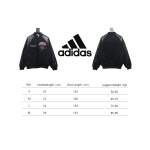 ADIDAS Embroidered Leather Quilted Baseball Jacket