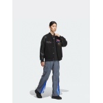 ADIDAS Embroidered Leather Quilted Baseball Jacket