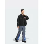ADIDAS Embroidered Leather Quilted Baseball Jacket