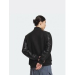 ADIDAS Embroidered Leather Quilted Baseball Jacket
