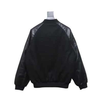 ADIDAS Embroidered Leather Quilted Baseball Jacket 02