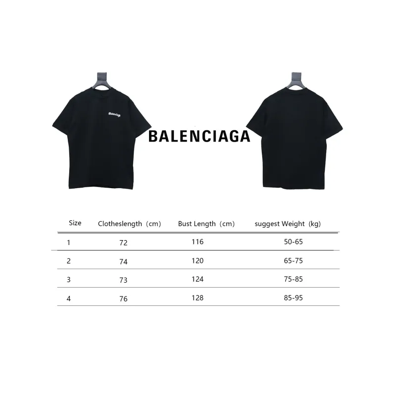Balenciaga 24SS Graffiti Small Letters Printed T-shirt Black