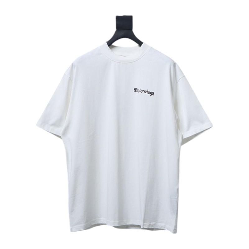Balenciaga 24SS Graffiti Small Letters Printed T-shirt White