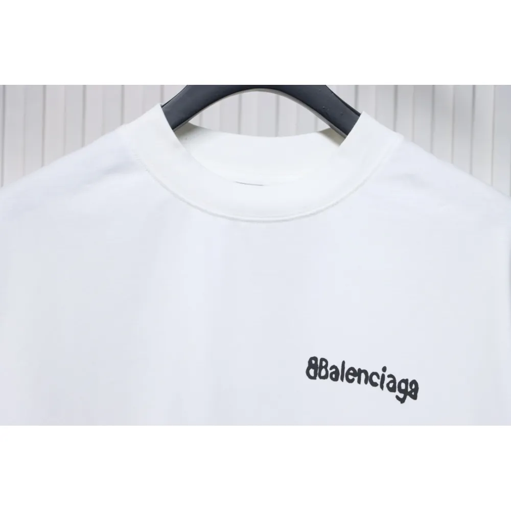 Balenciaga 24SS Graffiti Small Letters Printed T-shirt White