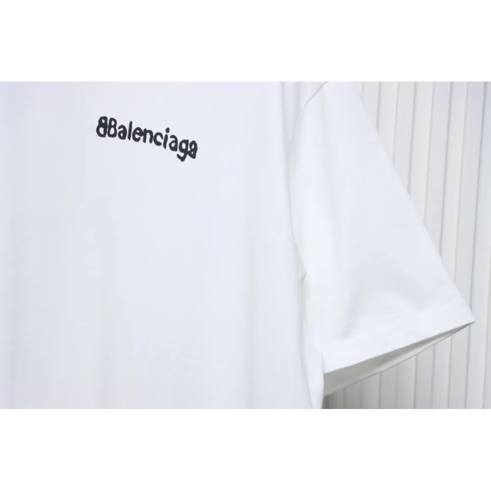 Balenciaga 24SS Graffiti Small Letters Printed T-shirt White