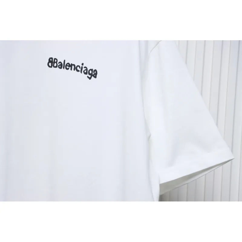 Balenciaga 24SS Graffiti Small Letters Printed T-shirt White
