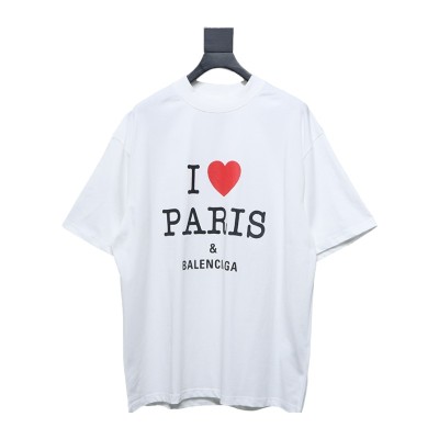 Balenciaga 24SS Valentine's Day Heart-Printed T-shirt White 01