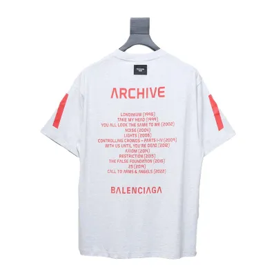 Balenciaga Music Capsule Series Cracked Arrow Print Short Sleeve White 02